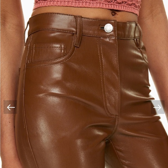 Aritzia Wilfred The Melina Faux Leather Pants Brown Size 2 - Picture 3 of 8